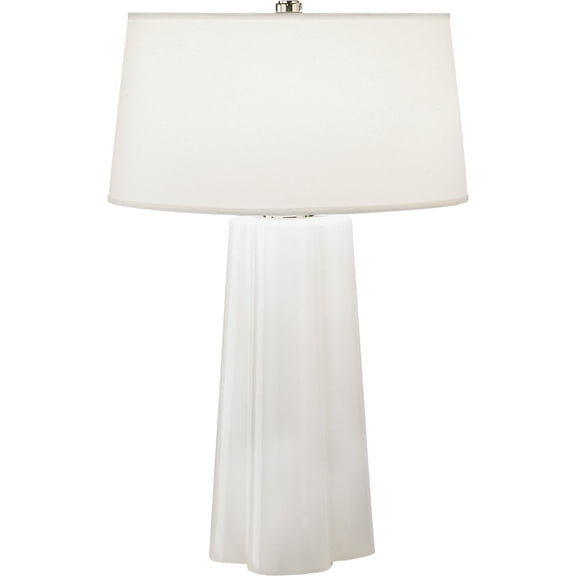 David Easton Srkashlteni Collection Table Lamp - White Cased Glass & Polished Nickel Accents - Elegant Mont Blanc Parchment Shade - 100W Dimmer Switch - Stylish Lighting Fixture for Home & Office