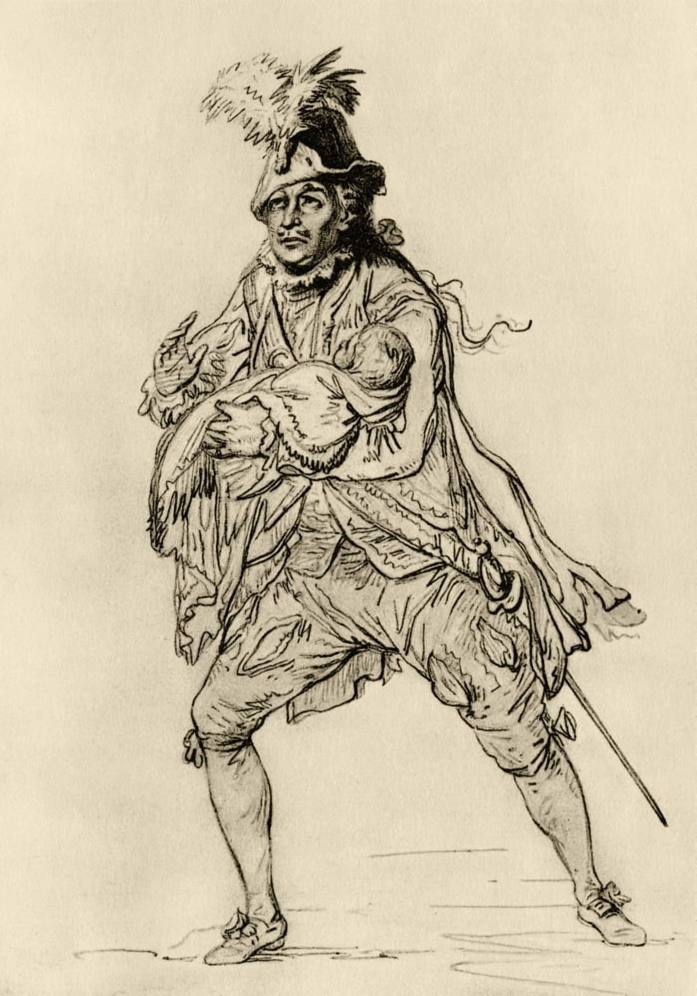 David Garrick 1717 To 1779 English Actor Playwright Theatre Manager Producer In Role Of Don Juan After Pencil Drawing By Loutherbourg Canvas Art - Ken Welsh Design Pics (24 x 34)