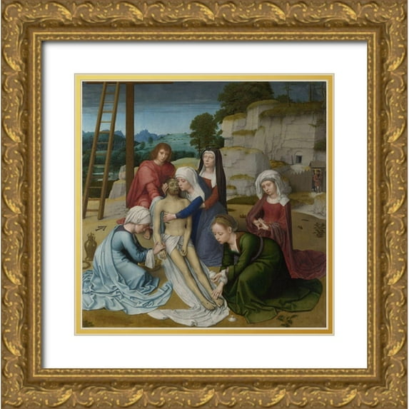 David, Gerard 12x12 Gold Ornate Wood Framed with Double Matting Museum Art Print Titled - Lamentation