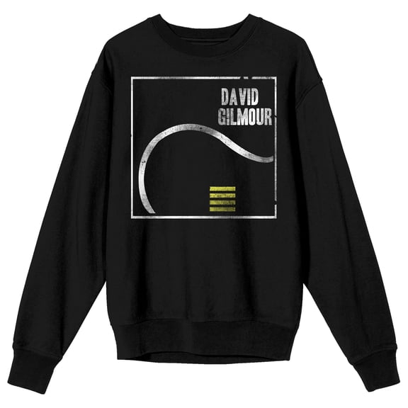 David Gilmour Silver Frame and Guitar Adult Black Crew Neck Sweatshirt-Small