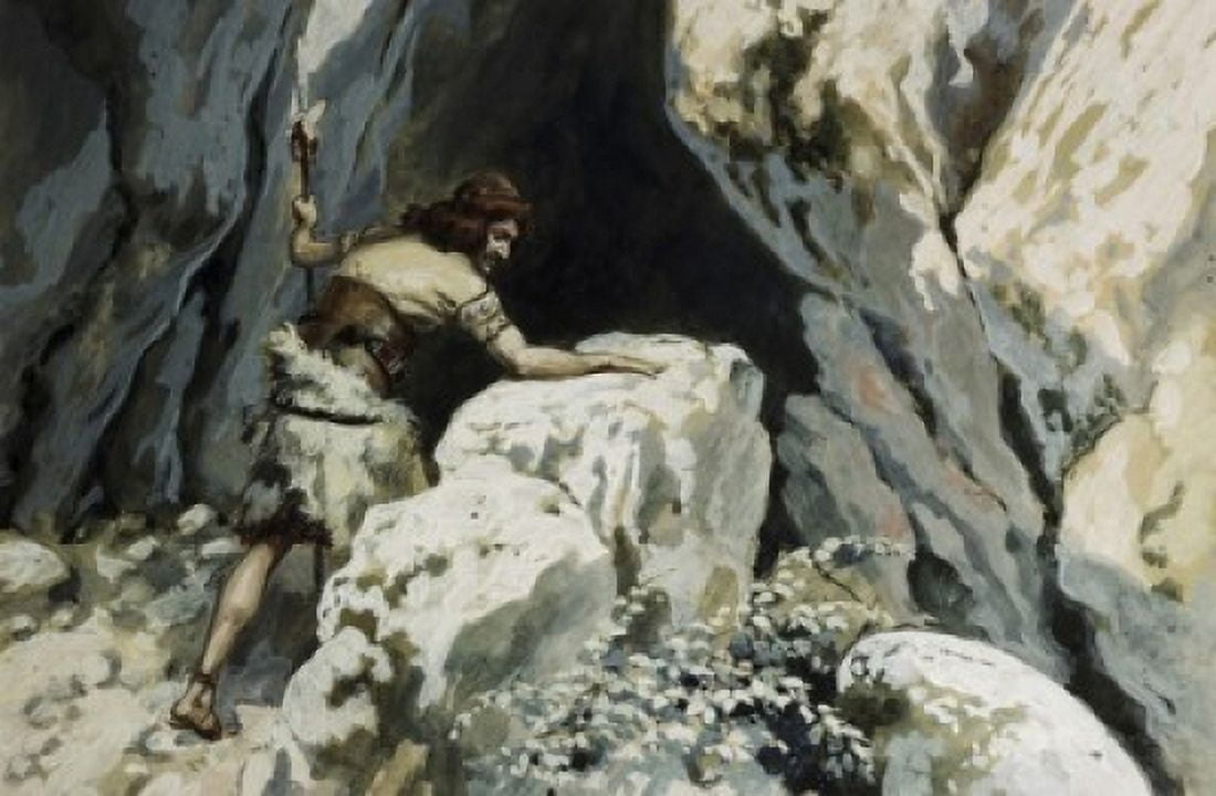 David Goes to the Cave of Abdullam James Tissot (1836-1902 French) Jewish Museum New York Canvas Art - James Tissot (18 x 24)