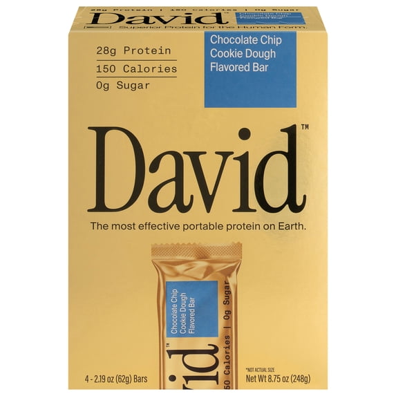David High Protein Bars, Chocolate Chip Cookie Dough, 28g Protein (4 Count)