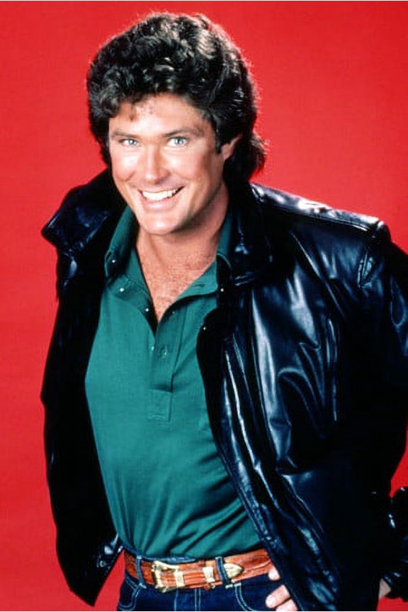 David Hasselhoff Knight Rider Black Leather Jacket Studio Shot 24x36 Poster