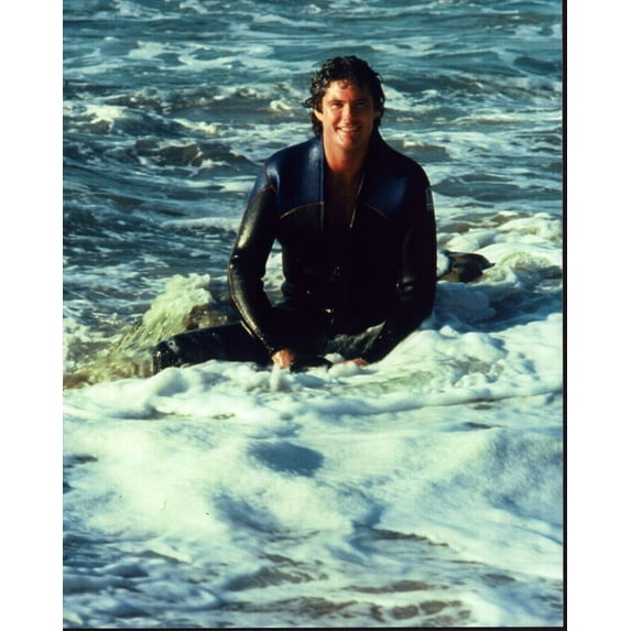 David Hasselhoff Wearing Wetsuit In Waves Photo Print (16 x 20) - Item # MVM72275