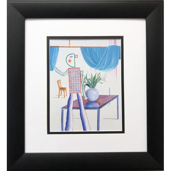 David Hockney "Invented Man Revealing Still Life" Pop Art CUSTOM FRAMED NEW Book Folio Derived from a David Hockney Book