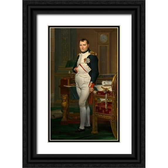 David, Jacques-Louis 16x24 Black Ornate Wood Framed with Double Matting Museum Art Print Titled - The Emperor Napoleon in His Study at the Tuileries