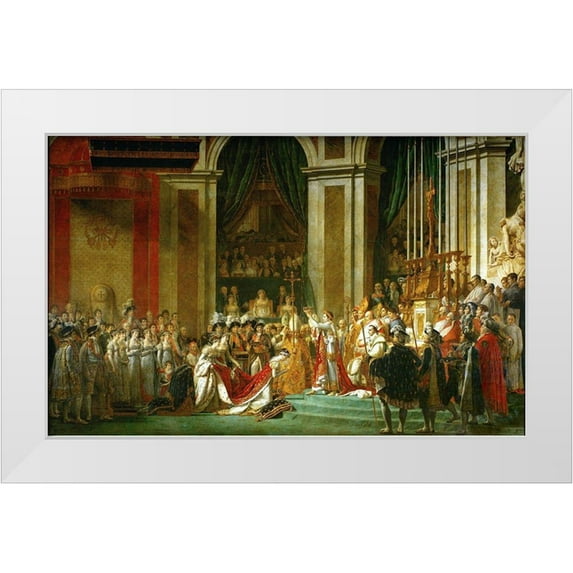 David, Jacques-Louis 24x17 White Modern Wood Framed Museum Art Print Titled - The Coronation of Napoleon