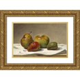 thumbnail image 1 of David Johnson 24x17 Gold Ornate Framed and Double Matted Museum Art Print Titled - Three Pears and an Apple (1857), 1 of 4