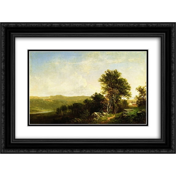 David Johnson 2x Matted 24x18 Black Ornate Framed Art Print 'Landscape with House '
