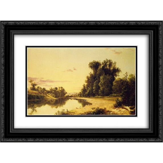 David Johnson 2x Matted 24x18 Black Ornate Framed Art Print 'On the Escopus at Hurley, New York '