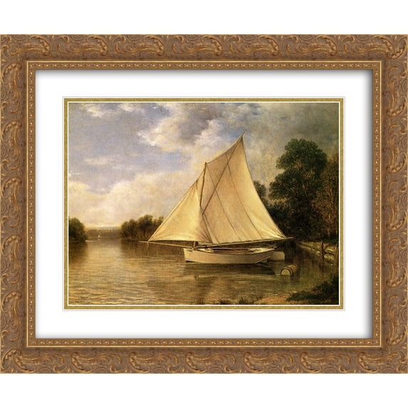 David Johnson 2x Matted 24x20 Gold Ornate Framed Art Print 'Safely Anchored '
