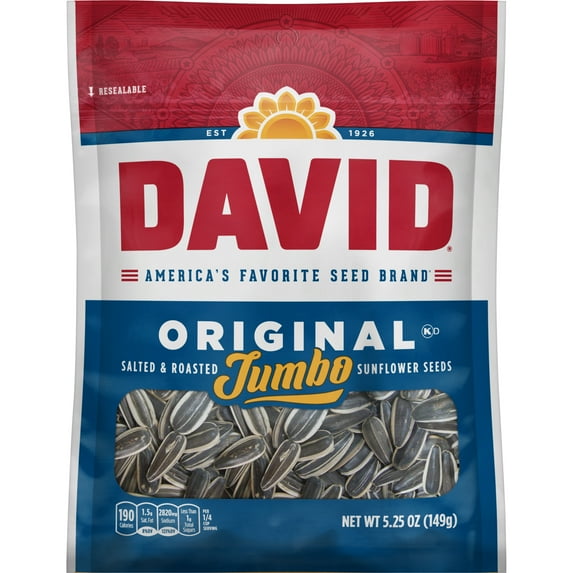 David Jumbo All Natural Roasted & Salted Original Sunflower Seeds 5.25 Oz.