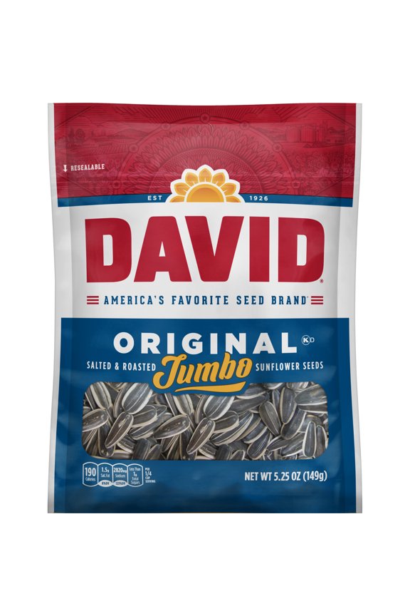 David Jumbo All Natural Roasted & Salted Original Sunflower Seeds 5.25 Oz.