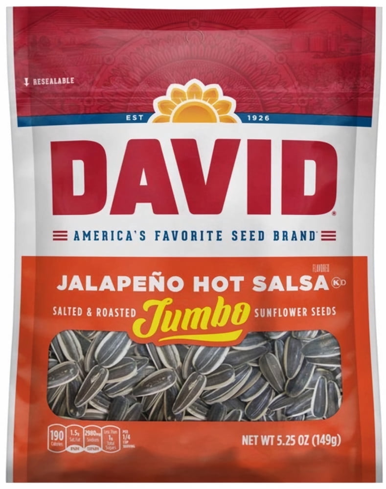 David Jalapeno Hot Salsa Sunflower Seeds, 5.25 oz Bag (Pack of 6)