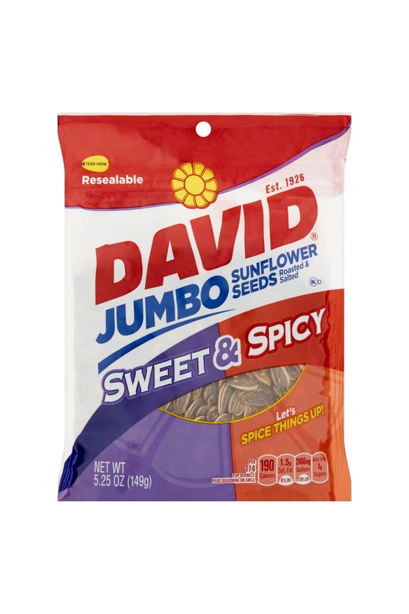 David Jumbo Sweet and Spicy Sunflower Seeds, 5.25 Oz., 12 Count