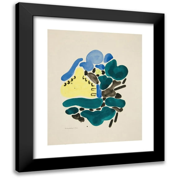 David Kakabadzé 20x24 Black Modern Framed Museum Art Print Titled - Abstraction Based on Flower Forms, I (1921)