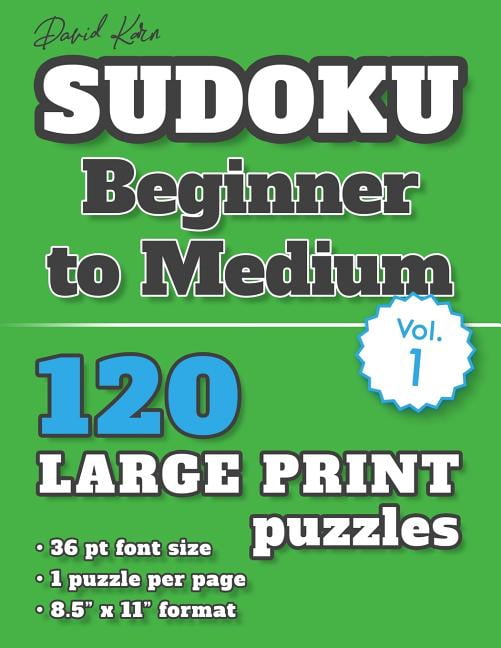 David Karn Sudoku - Beginner to Medium Vol 1: 120 Puzzles, Large Print, 36 pt font size, 1 puzzle per page, (Paperback)