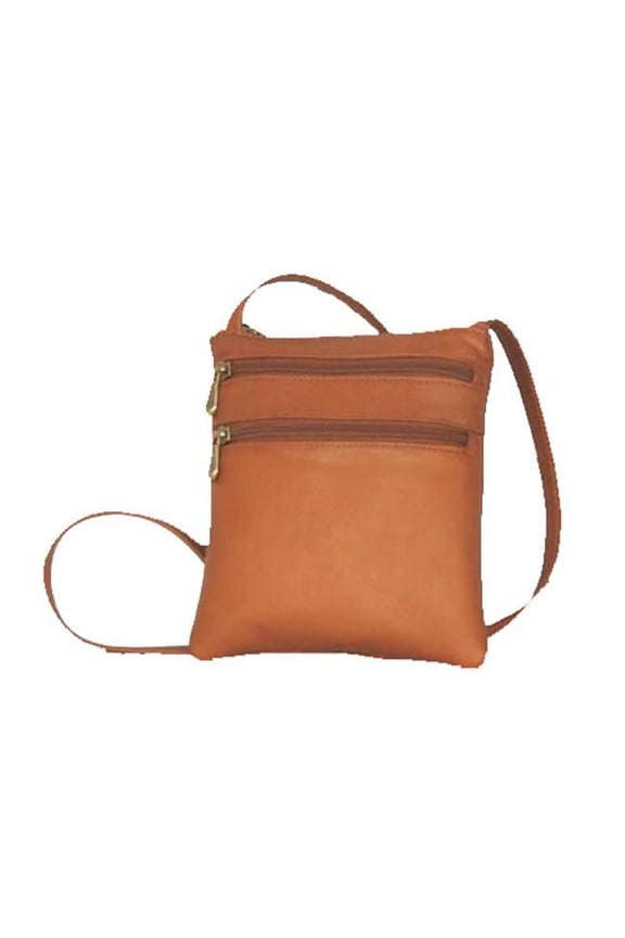 David King & Co 734T 3 Zip Cross Body Bag- Tan
