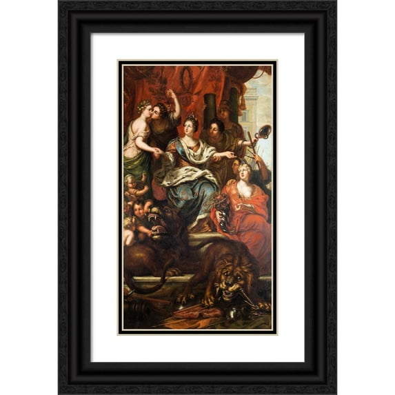David Klöcker Ehrenstrahl 15x24 Black Ornate Framed Double Matted Museum Art Print Titled: Allegory Over King Karl Xi, S Peaceful Government, 1693