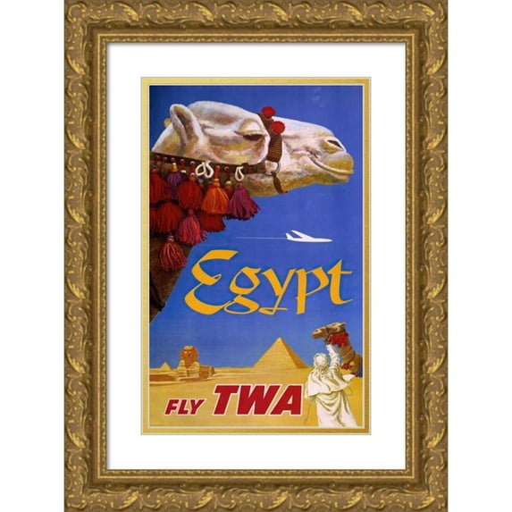 David Klein 11x14 Gold Ornate Wood Frame and Double Matted Museum Art Print Titled - Egypt. Fly Twa (1960)