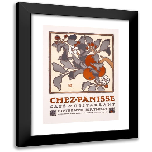 David Lance Goines 19x24 Black Modern Framed Museum Art Print Titled - Chez Panisse Caf and Restaurant Fifteenth Birthday (1986)