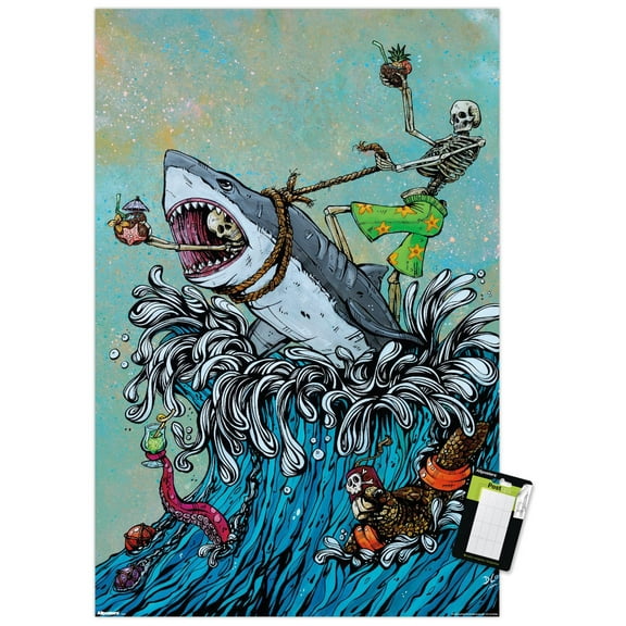 David Lozeau - Great White Wave Wall Poster, 22.375" x 34"
