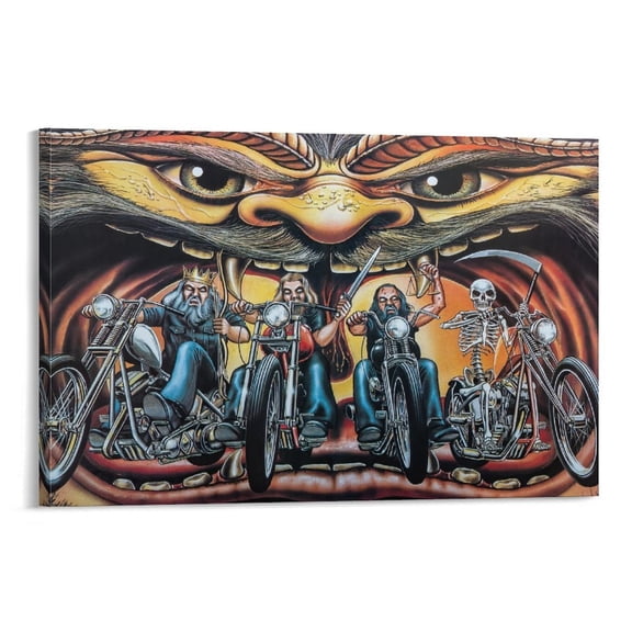 David Mann Motorcycle Art Gnghost Rider Prints Poster (26) Canvas Art Poster and Wall Art Picture Print Modern Family bedroom Decor Posters 16x24inch(40x60cm)