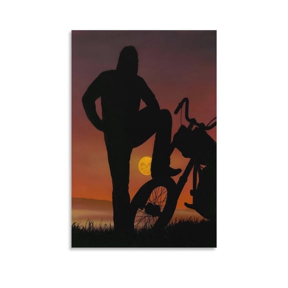 David Mann Posters Motorcycle Rider The Mann Painting On Canvas Wall Art Poster Scroll Picture Print Living Room Walls Decor Home Posters 12x18inch(30x45cm)