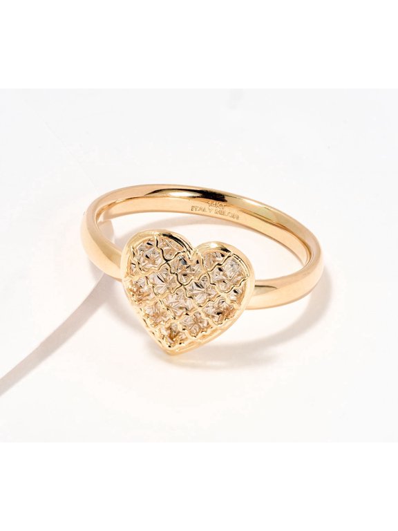 14K Yellow Gold Two-Tone Heart Ring, Ring 8