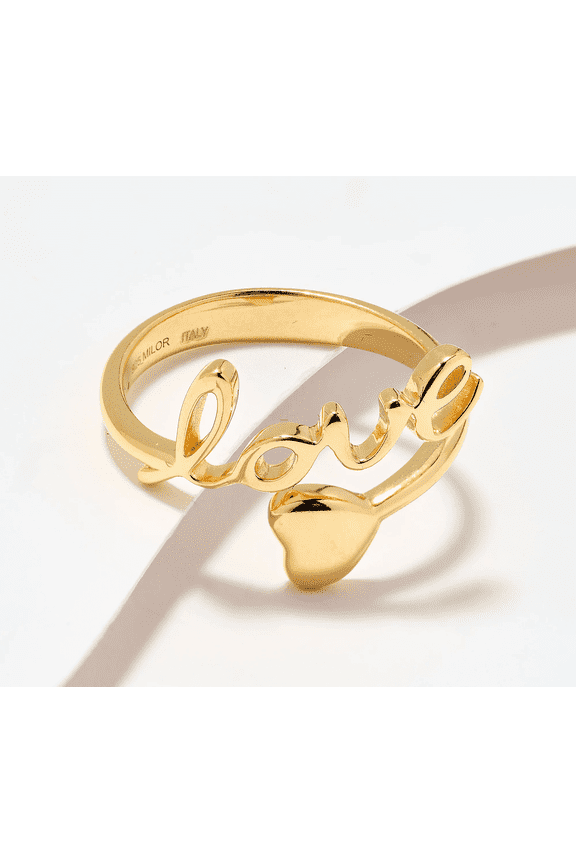 Goldclad Sterling Silver Love Inspirational Bypass Ring, Size 6