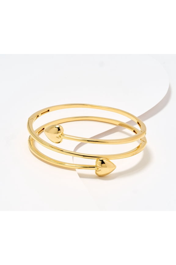 Sterling Silver Multi Hinge Heart Wrap Bangle, 7-1/4'