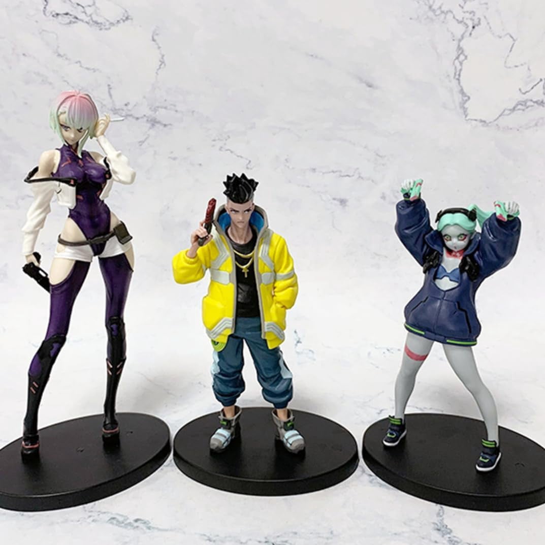 Figurine David Martinez Et Lucyna Kushinada – Set De 2 Personnages Assis 8 Cm En PVC, Collection Anime, Décoration Bureau, Cadeau Fan