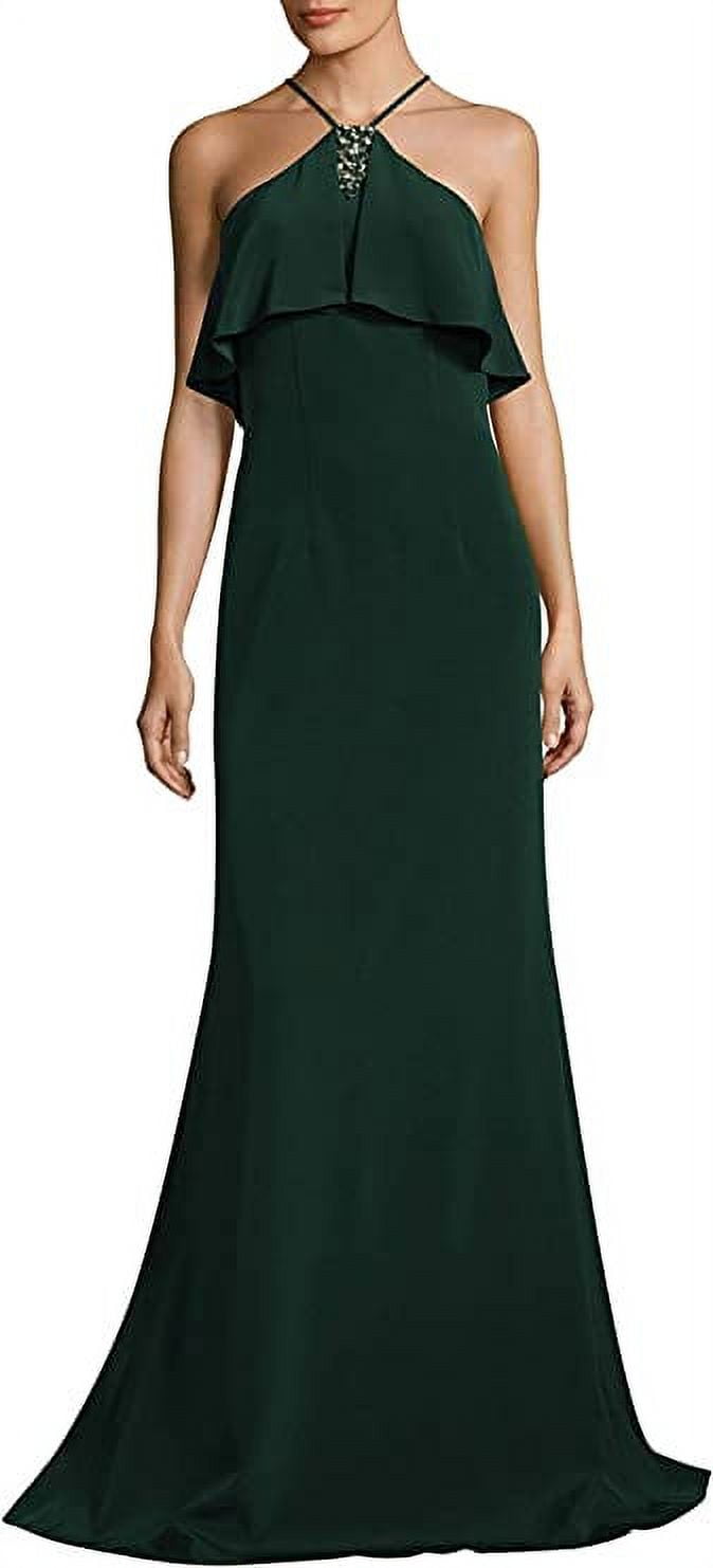 David Meister Floor-Length Halter Popover Crepe Gown in Hunter Green, 4 -  Walmart.com