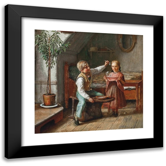 David Monies 15x15 Black Modern Framed Museum Art Print Titled - Blowing Bubbles