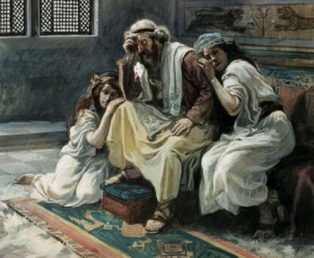 David Mourns his Son Ammon James Tissot (1836-1902 French) Jewish Museum New York Canvas Art - James Tissot (18 x 24)