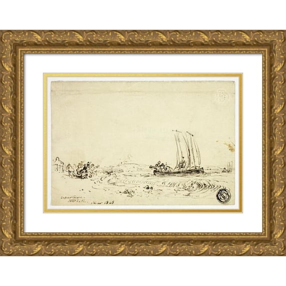 David Octavius Hill 14x11 Gold Ornate Wood Frame and Double Matted Museum Art Print Titled - Departure (1848-1870)