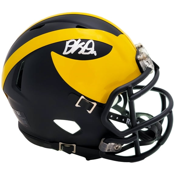 David Ojabo Autographed Michigan Wolverines Blue Speed Mini Helmet Beckett BAS QR 206133