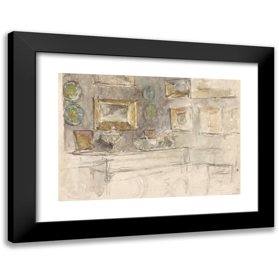 David Oyens 18x14 Black Modern Framed Museum Art Print Titled - Corner of a Room with Paintings on the Wall (1852 - 1902)
