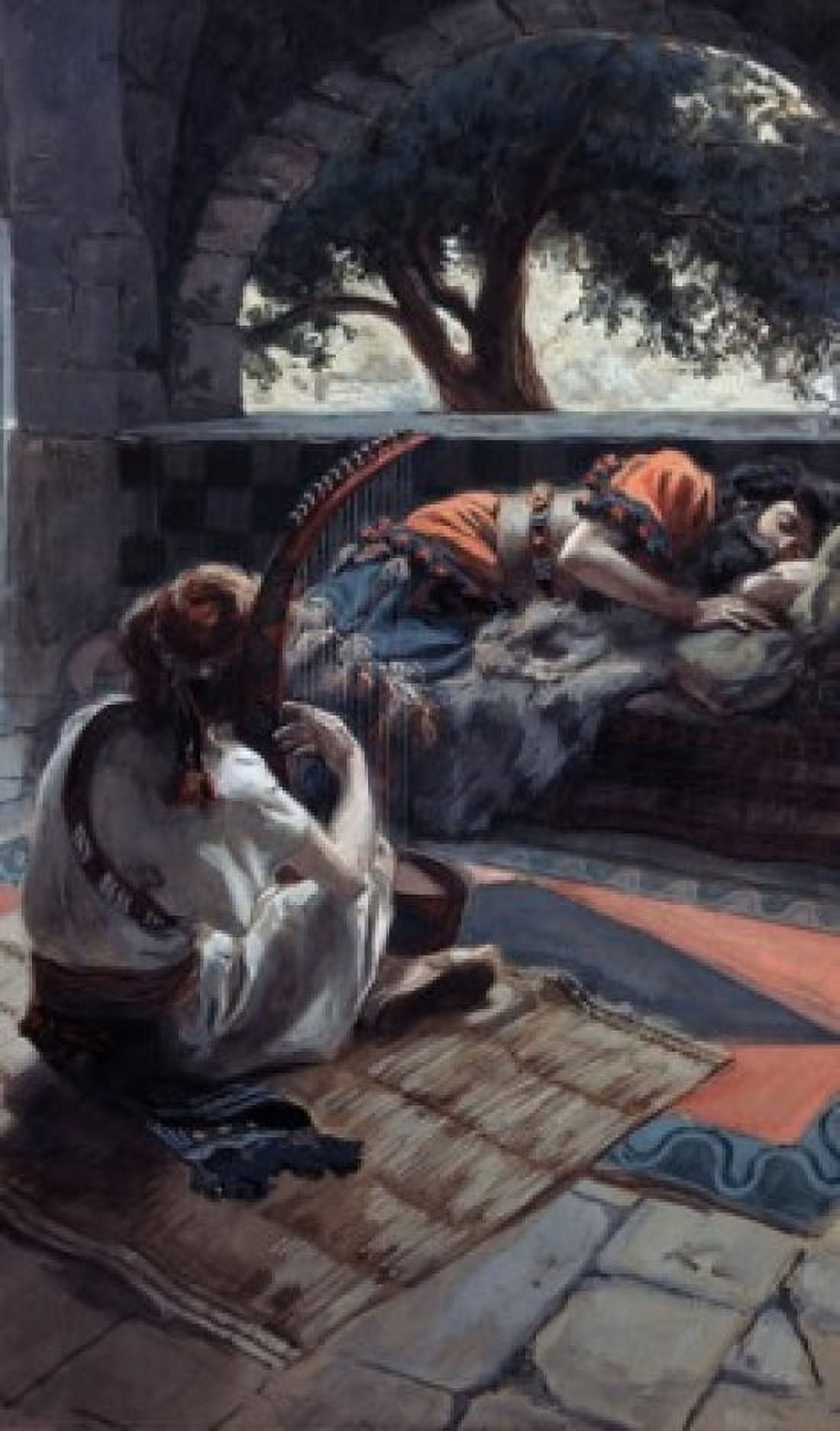 David Plays the Harp Before Saul James Tissot (1836-1902 French) Jewish Museum New York USA Canvas Art - James Tissot (18 x 24)