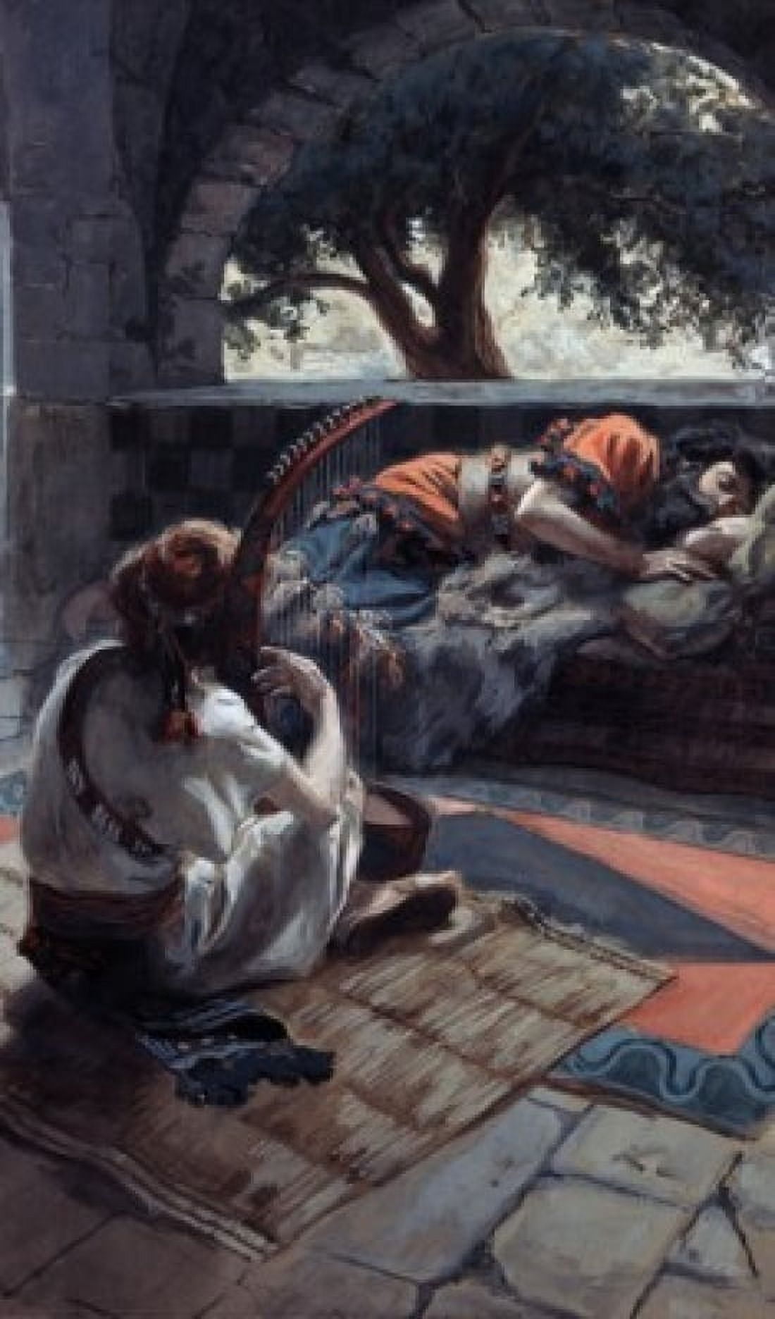 David Plays the Harp Before Saul James Tissot (1836-1902 French) Jewish Museum New York USA Canvas Art - James Tissot (24 x 36)