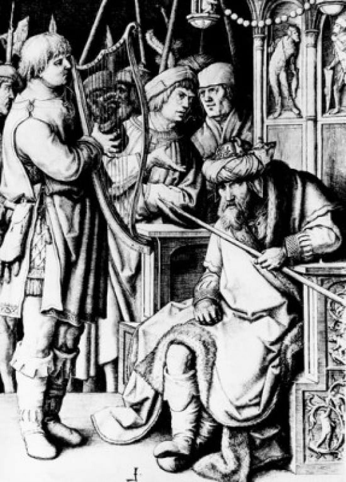 David Plays the Harp for Saul by Lucas van Leyden 1494-1533 Canvas Art - Lucas van Leyden (18 x 24)
