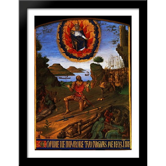 David Prayers 28x38 Large Black Wood Framed Print Art by Jean Fouquet