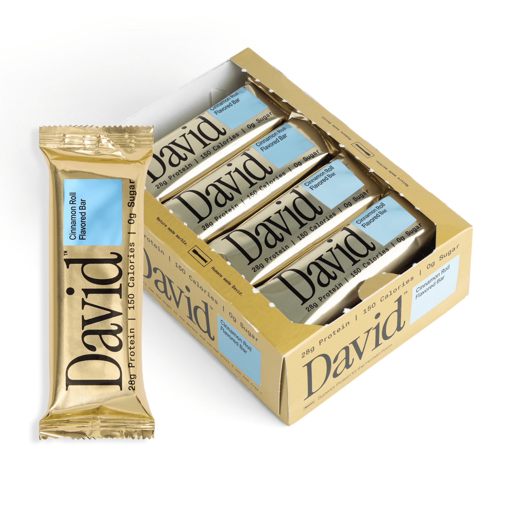 David High Protein Bars, Cinnamon Roll Flavor, 28g of Protein, 150 Calories - Pack of 12