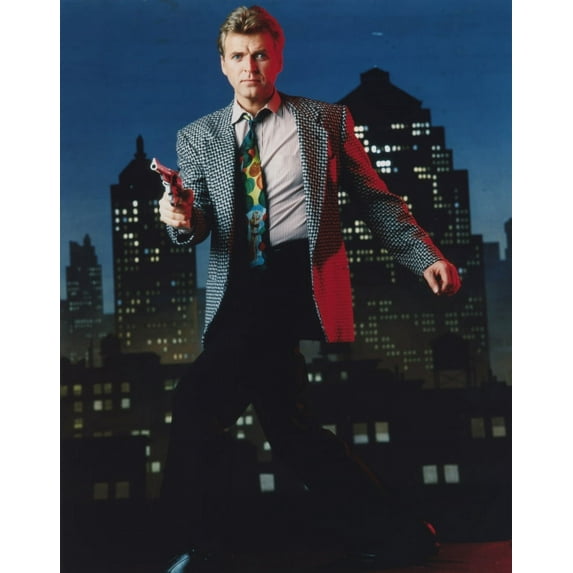 David Rasche Pointing a Gun in Black and White Suit Photo Print (24 x 30)