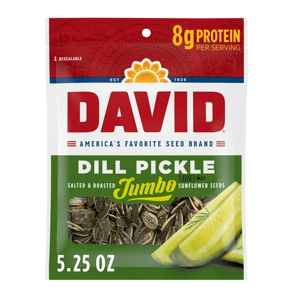 DAVID Jumbo Sunflower Seeds, Dill Pickle Flavor, 5.25 oz.