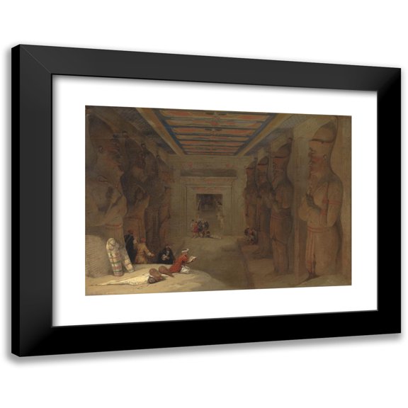 David Roberts 14x11 Black Modern Framed Museum Art Print Titled - The Hypostyle Hall of the Great Temple at Abu Simbel, Egypt (1849)