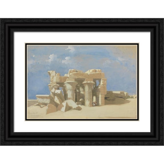 David Roberts 14x11 Black Ornate Wood Framed Double Matted Museum Art Print Titled: View of Kom Ombo (1838)