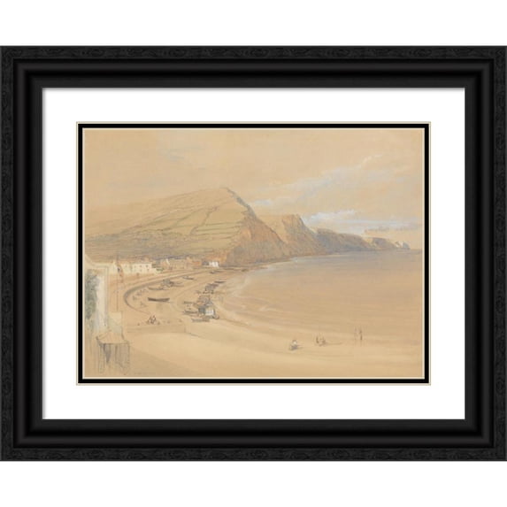 David Roberts 24x19 Black Ornate Framed Double Matted Museum Art Print Titled: Sidmouth (1845)