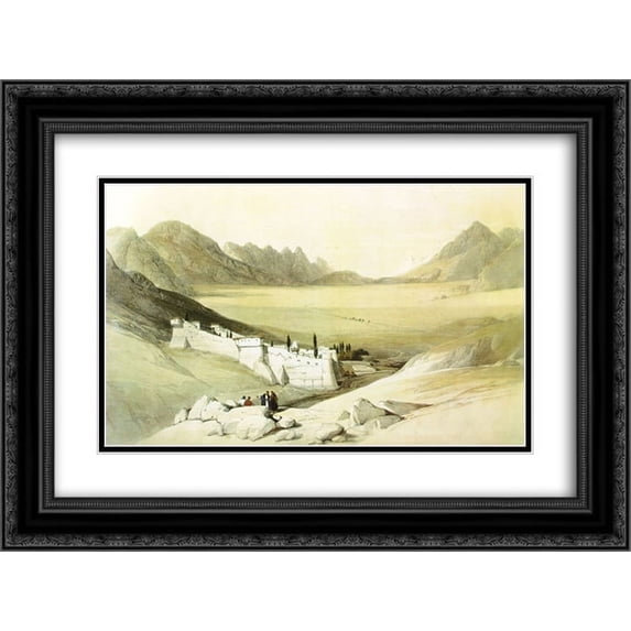 David Roberts 2x Matted 24x18 Black Ornate Framed Art Print 'Convent of Saint Catherine, Mount Sinai'