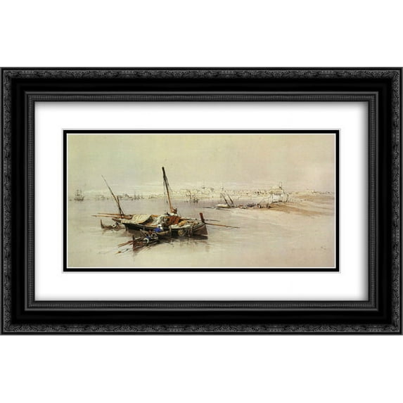 David Roberts 2x Matted 24x18 Black Ornate Framed Art Print 'Saint Jean d'Acre, from the Sea'